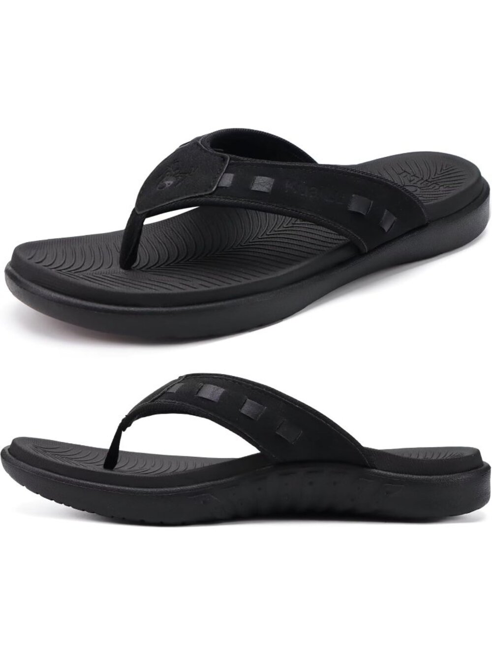 Men's Dark Black Sport Flip Flops Comfort Orthotic Thong Sandals Arch Support